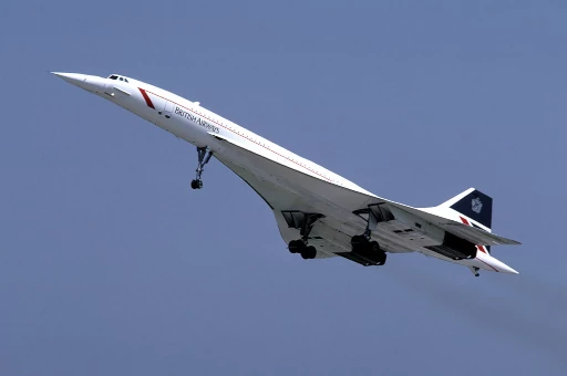 British Airways Concorde mid-flight, capturing the sleek design that sliced through air and sound barrier